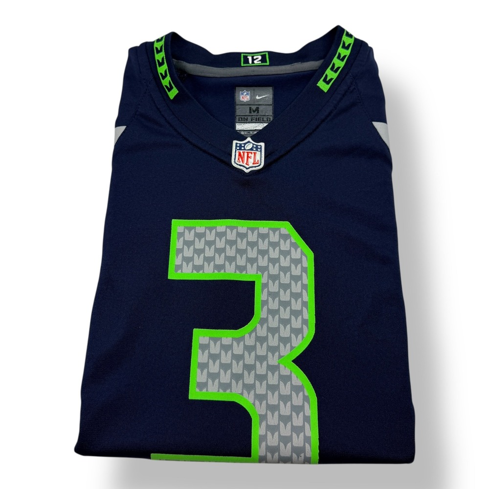 Nike Seattle Seahawks Russell Wilson NFL Jersey Boy Youth Medium 10-12 Navy Blue